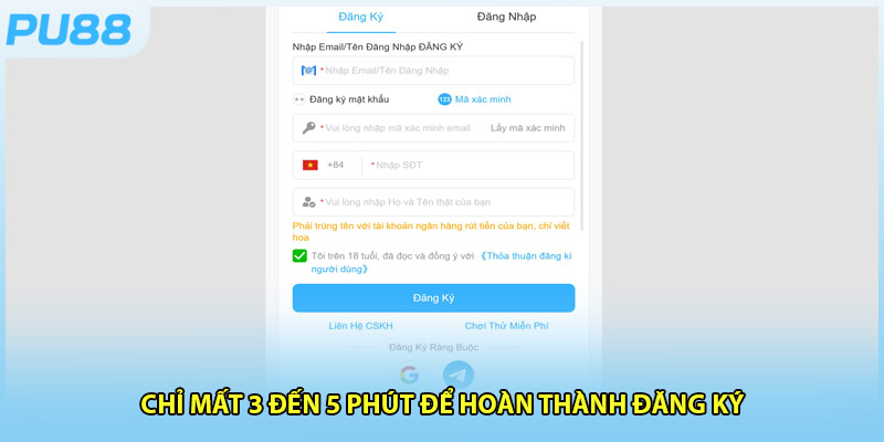 Các bước đăng ký PU88 nhanh chóng và đơn giản