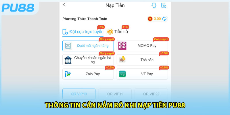 Giới thiệu nội dung chính mới nhất về nạp tiền PU88